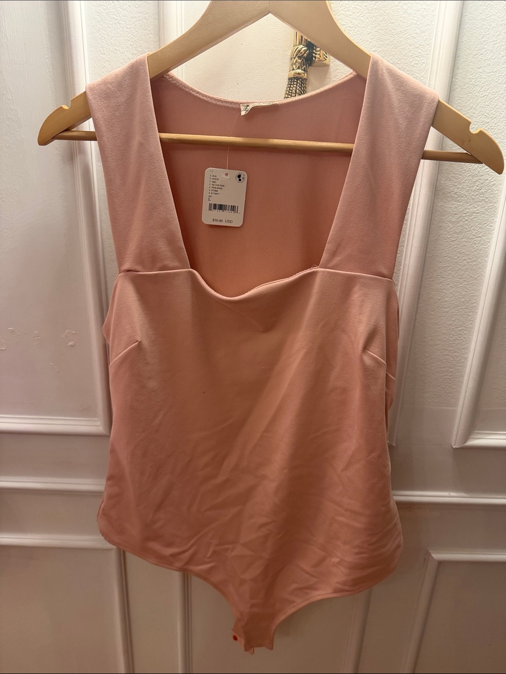 Free People Blush Pink Square-Neck Sleeveless Bodysuit